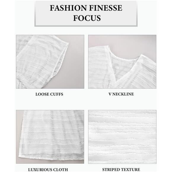 Women's Swim Cover Up Dress V Neck Textured Striped Short Sleeve Cover Ups - Picture 5 of 7